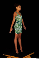  Luna Corazon dressed green patterned dress standing whole body 0016.jpg